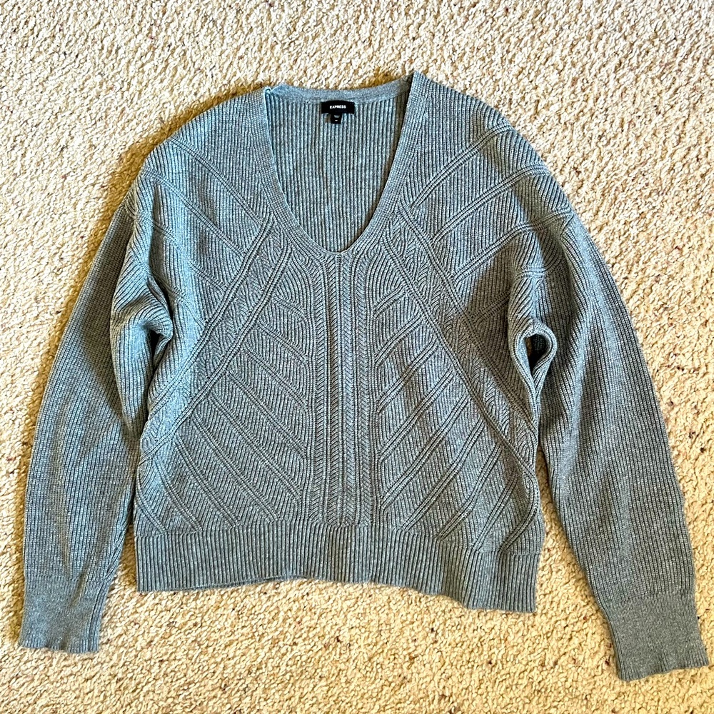 Express Crop Gray Sweater